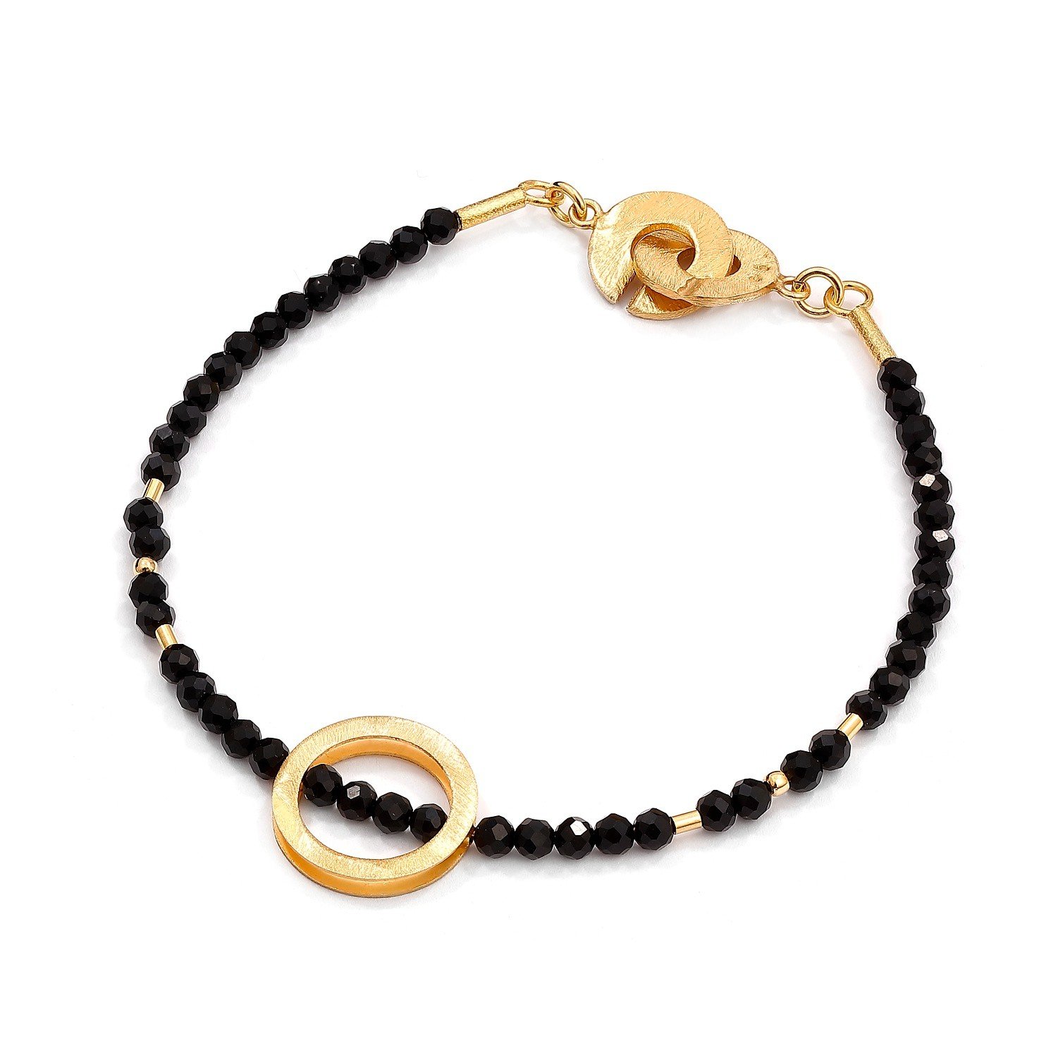 Vergoldetes Silberarmband mit Onyx