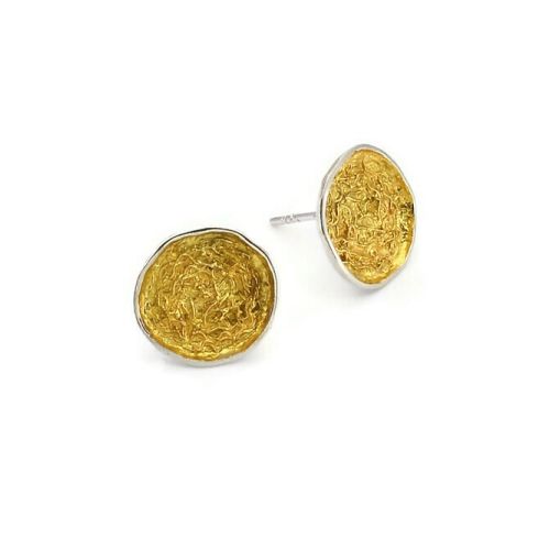 Runde Ohrringe aus vergoldetem Sterlingsilber